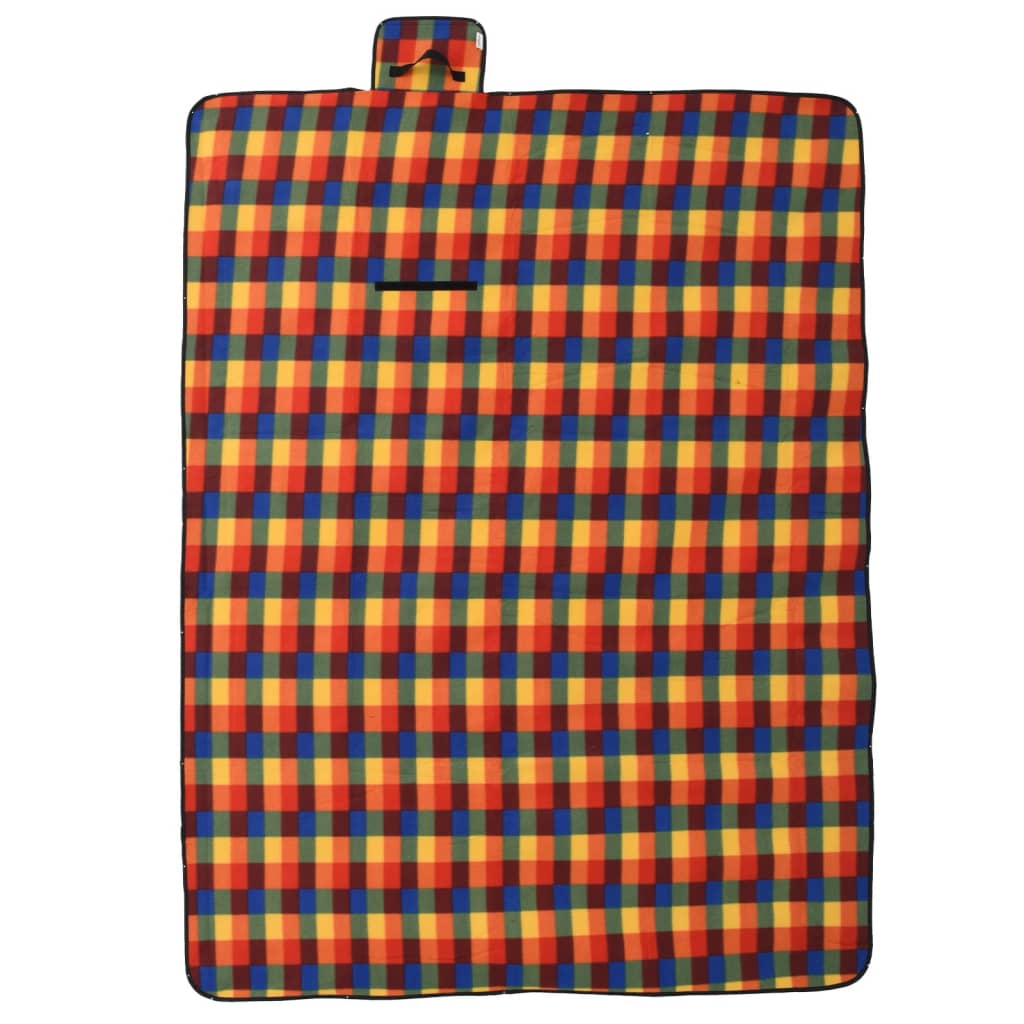 Vidaxl picnic rug foldable checkered 200x150 cm velvet multi -colored