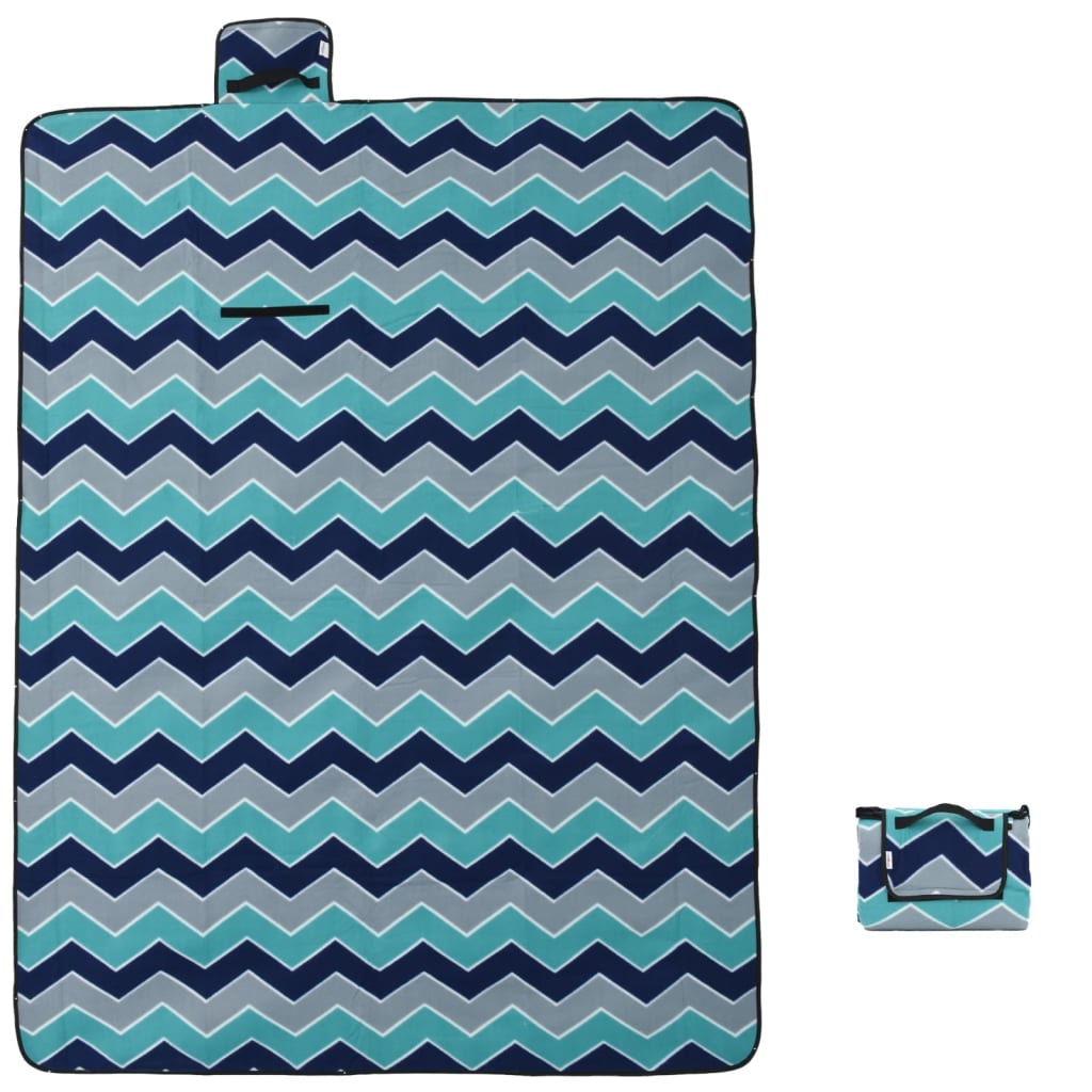 Vidaxl Picnic Rapnic Waves pliable 200x150 cm Bleu en velours