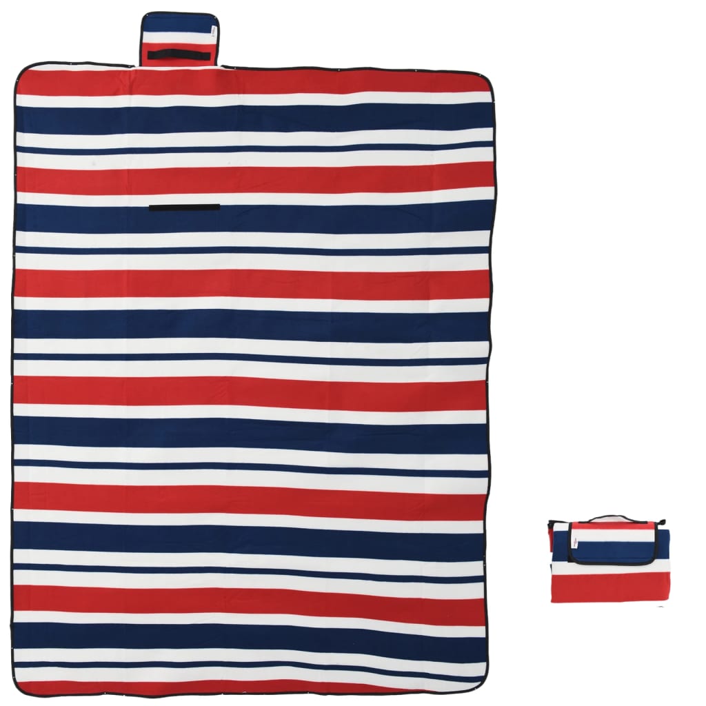 Vidaxl Picnic Rapnic Pliage Stripes 200x150 cm Velvet Blue Red