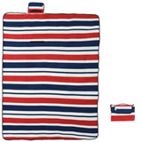 Vidaxl Picnic Rug Folding Stripes 200x150 cm Velvet Blue Red