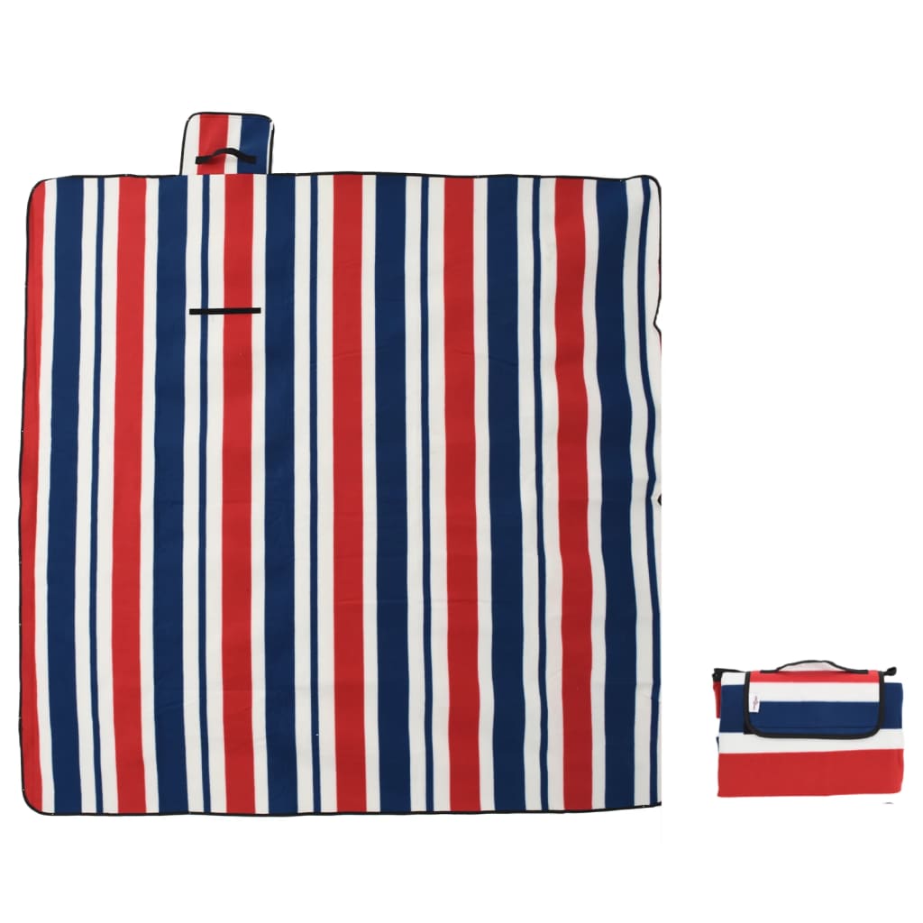 Vidaxl Picnic Rapnic Pliage Stripes 200x200 cm Velvet Blue Red