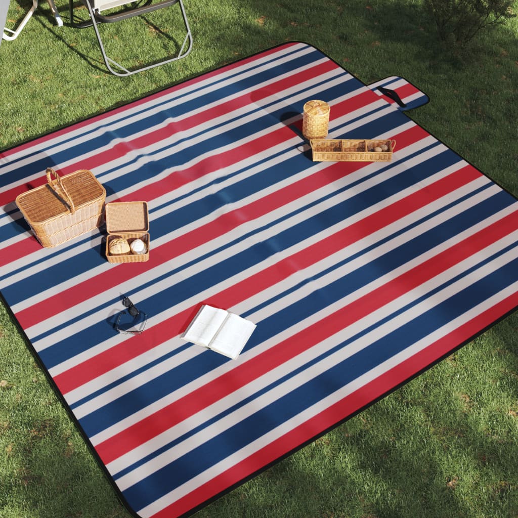 Vidaxl Picnic Rapnic Pliage Stripes 200x200 cm Velvet Blue Red