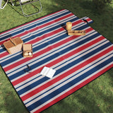 Vidaxl Picnic Rug Folding Stripes 200x200 cm fløyel blå rød