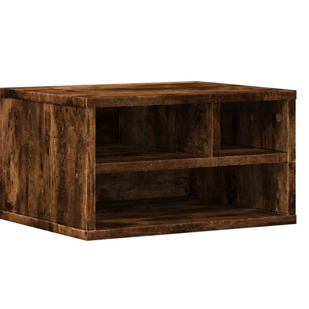 Boîte de l'imprimante Vidaxl 40x32x22.5 cm en bois de chêne fumé en bois coloré