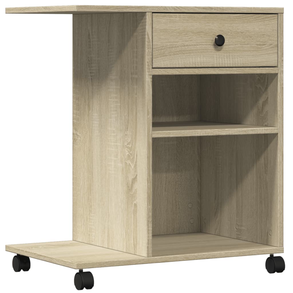 VidaXL Printerkastje met wielen 60x40x68,5 cm sonoma eikenkleurig