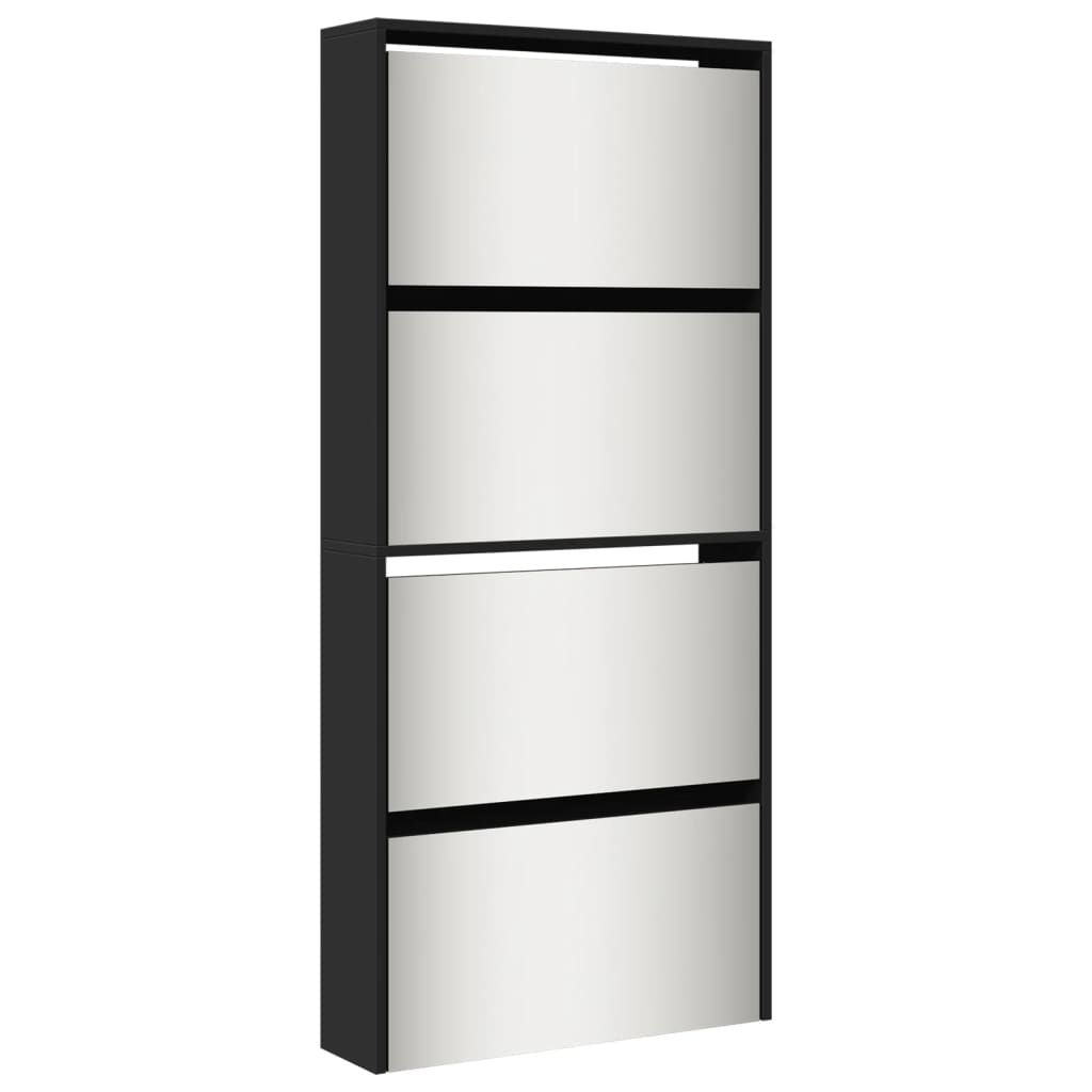 VidaXL shoe cabinet with mirror 4-layer 63x17x134 cm black