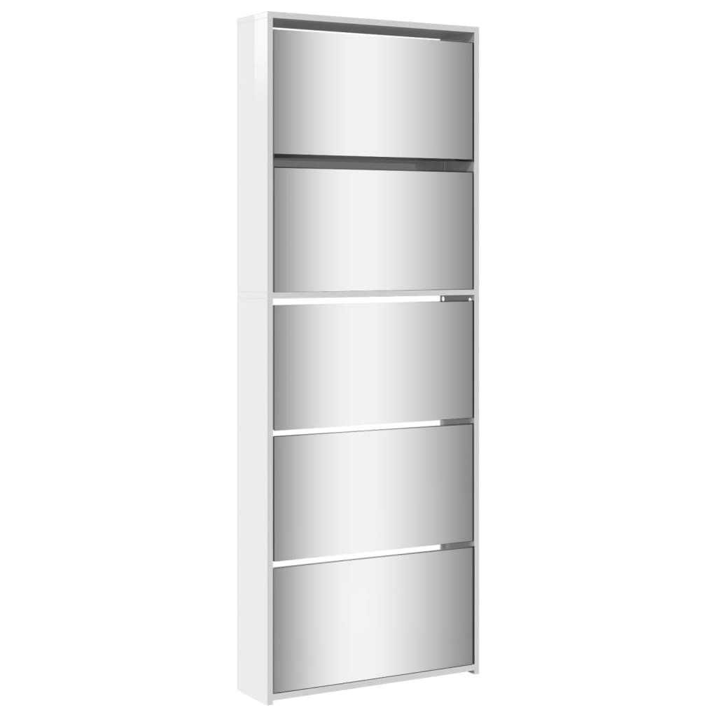 VidaXL shoe cabinet with mirror 5-layer 63x17x169.5 cm high gloss white