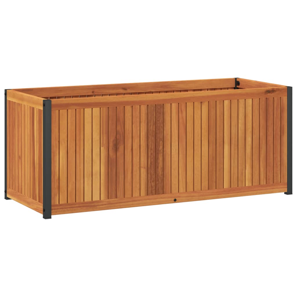 Vidaxl plantenbak 110x45x44 cm massief acaciahout en staal