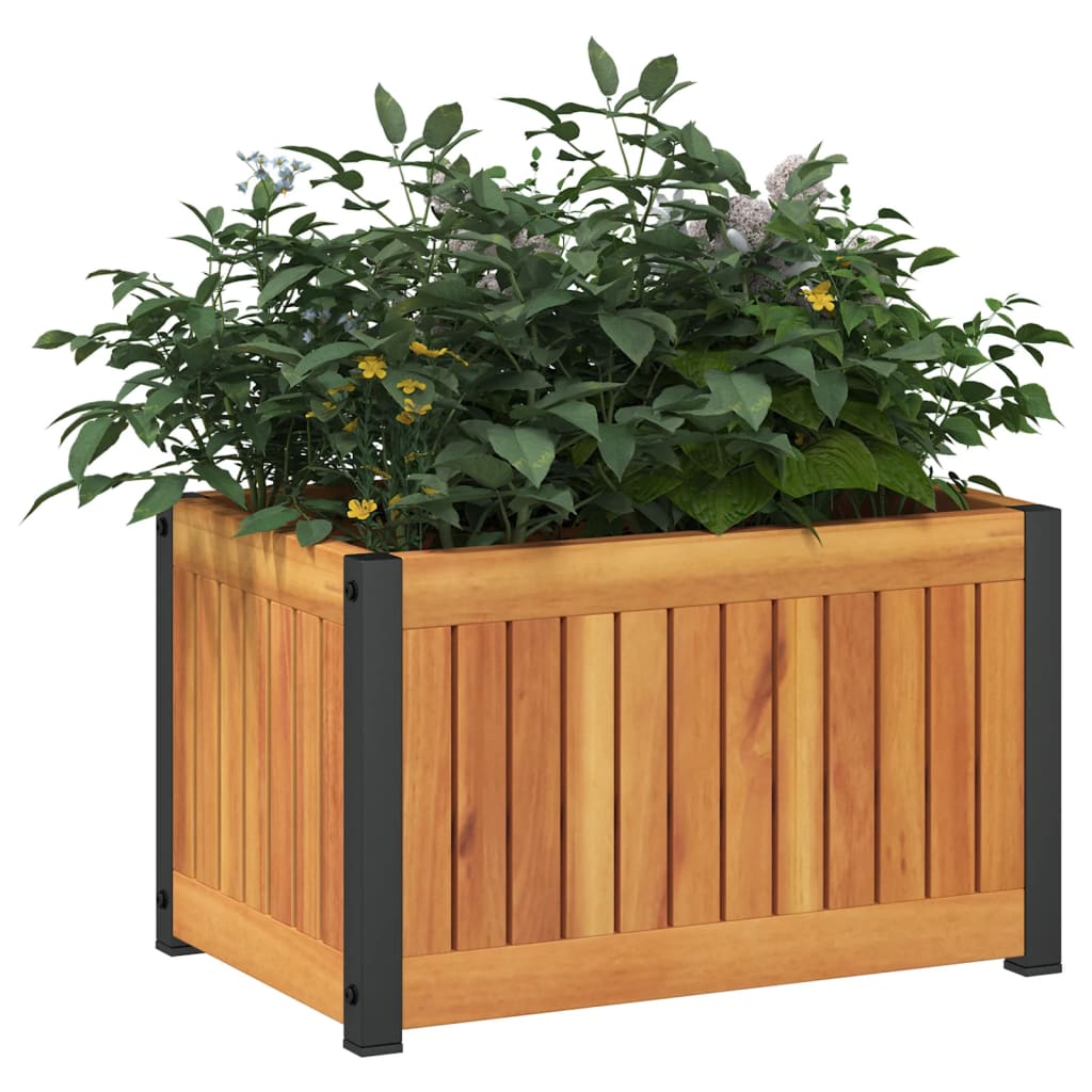 Vidaxl plantenbak 45x30x27,5 cm massief acaciahout en staal