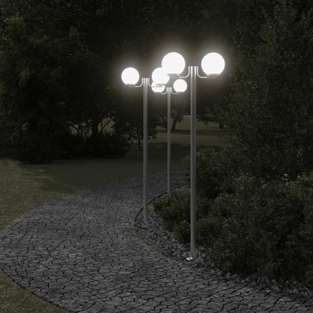 Vidaxl buitenvloerlampen 3 st 215 cm roestvrij staal zilverkleurig