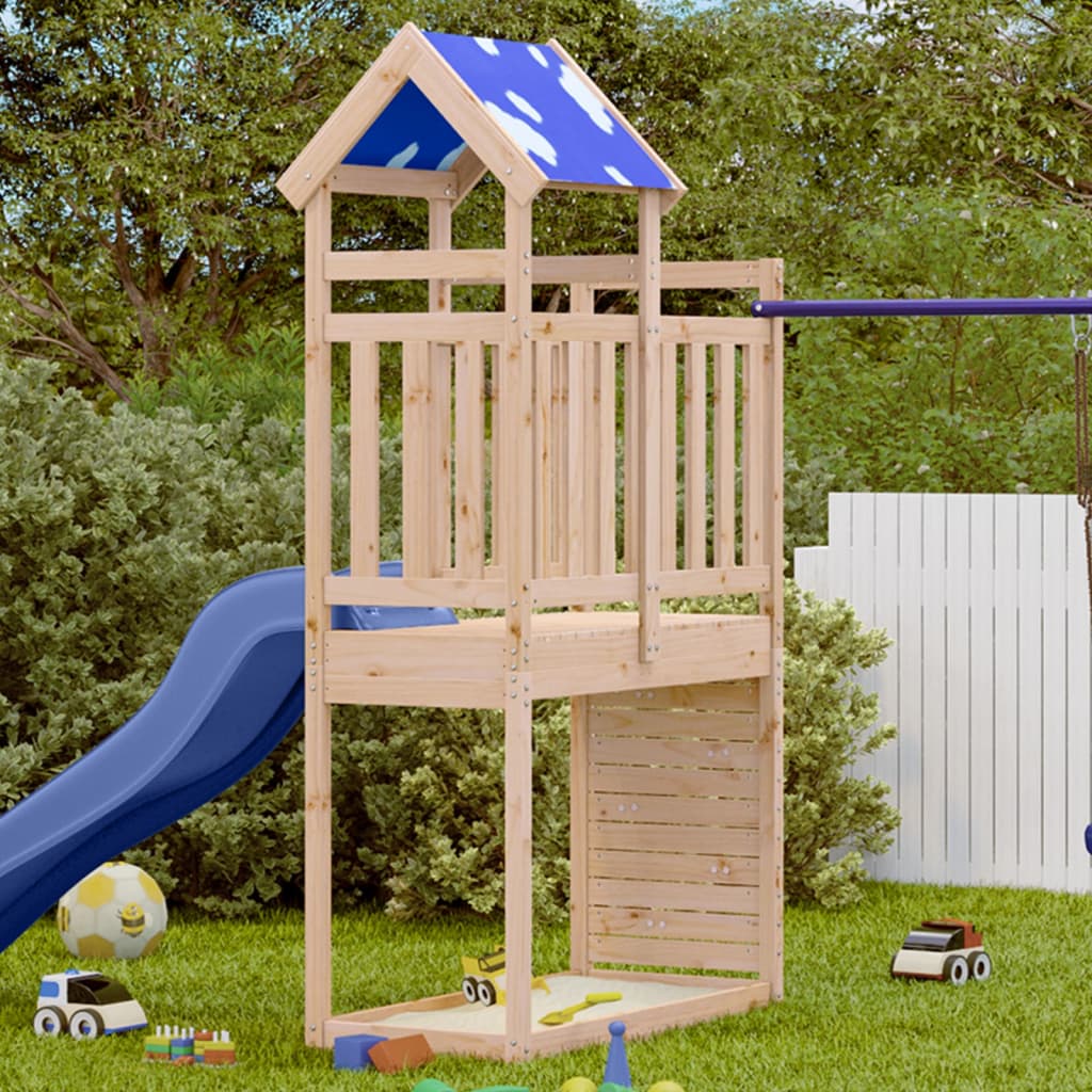 Vidaxl Play Tower con muro de trepadora 110.5x52.5x215 cm de pino sólido