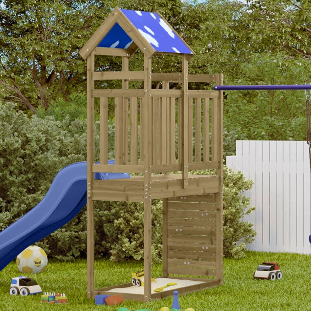 Vidaxl Play Tower With Rock Wall 110.5x52.5x215 cm impregnert tre