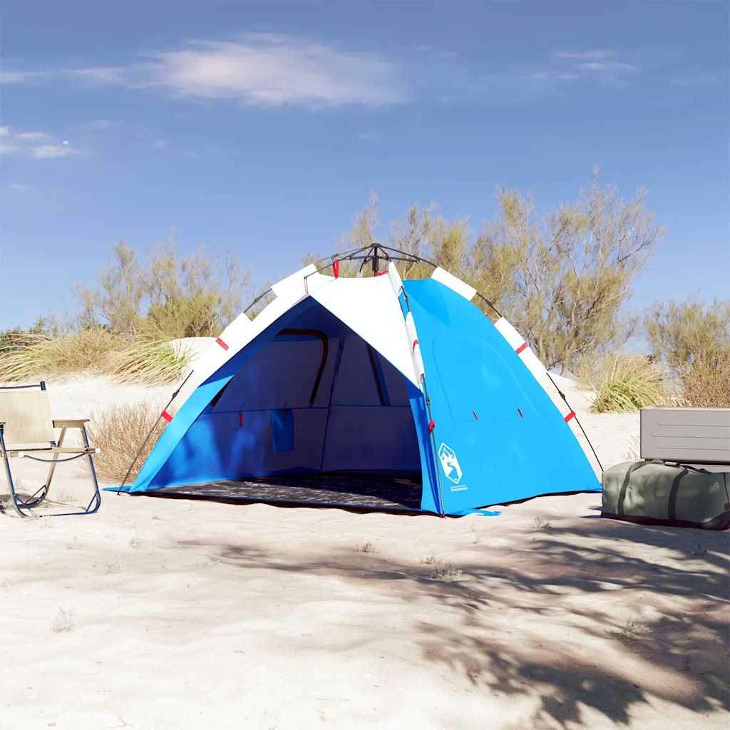 Vidaxl beach tent 3-person waterproof fast-release azure blue