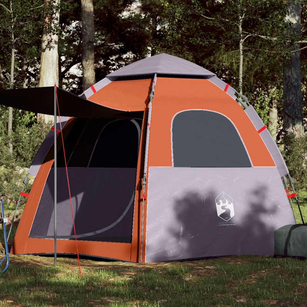 Vidaxl Camping Tent à 4 personnes Fast Fast Grey and Orange