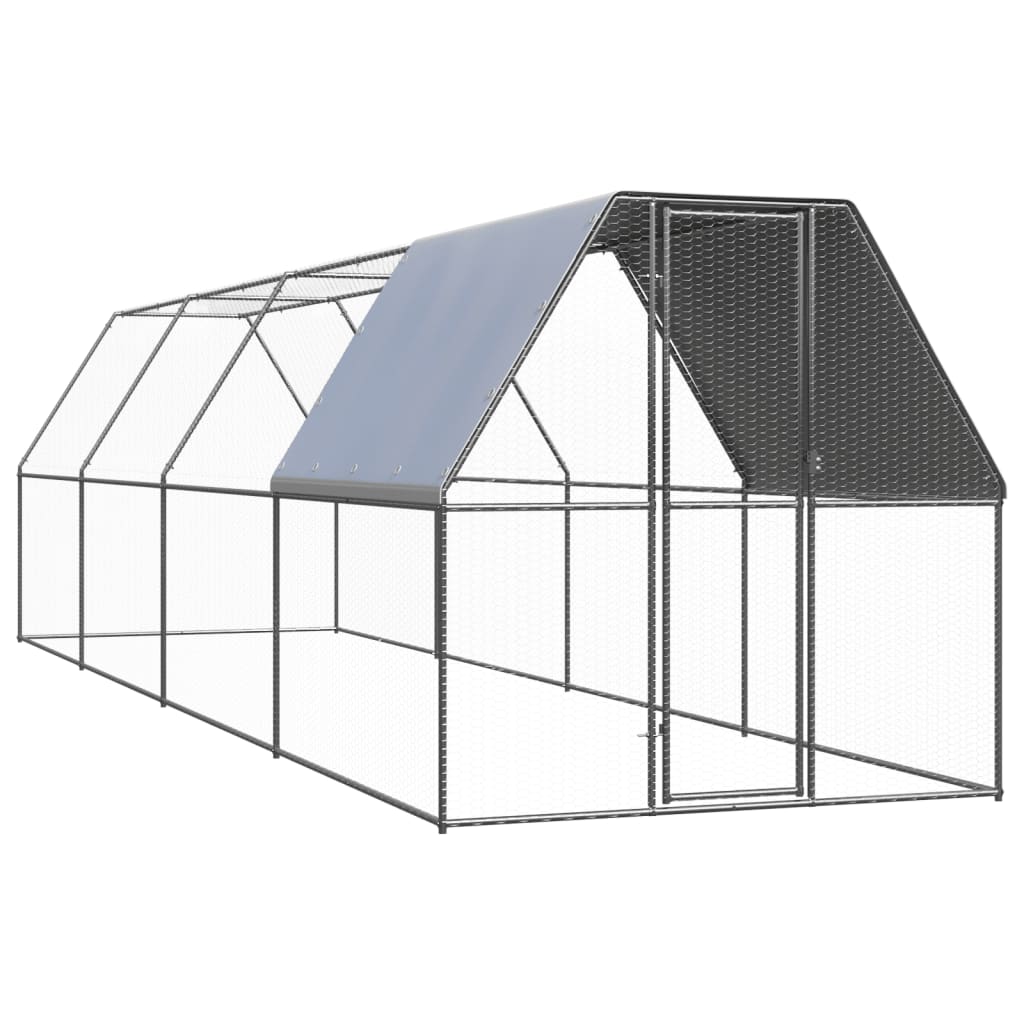 Vidaxl Poulet Coop 2x8x2 m galvaniséiert Stol