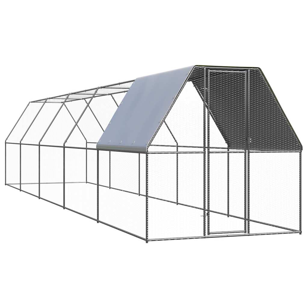 Vidaxl Poulet coop 2x10x2 m galvaniséiert Stol