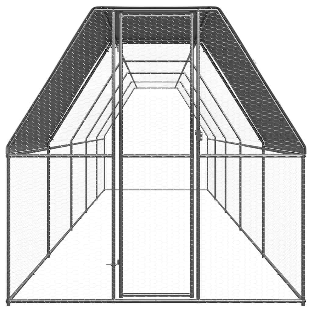 Vidaxl Poulet coop 2x10x2 m galvaniséiert Stol