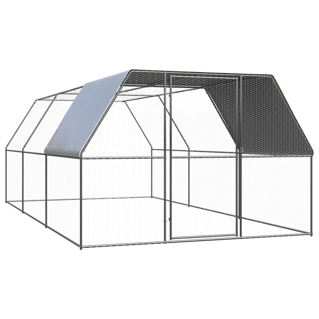 Vidaxl Poulet coop 3x6x2 m galvaniséiert Stol