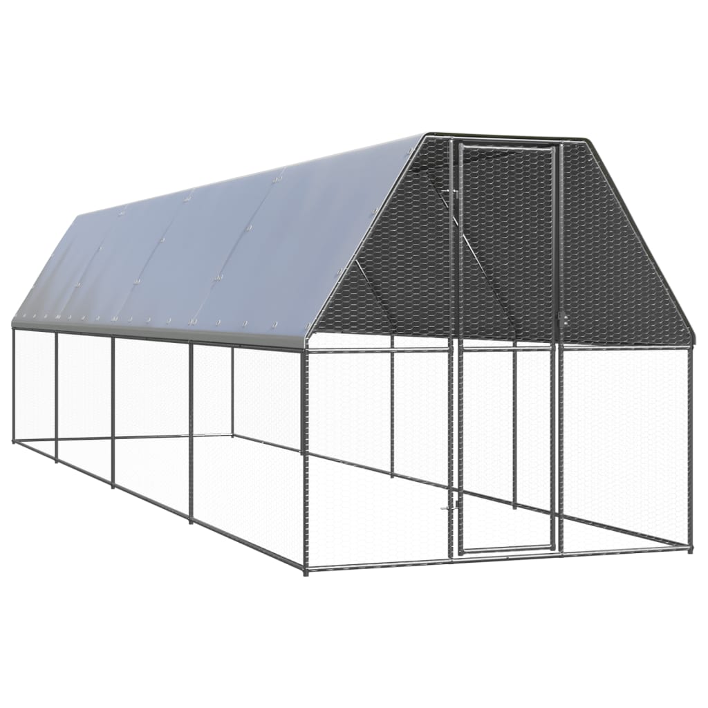 Vidaxl Poulet Coop 2x8x2 m galvaniséiert Stol