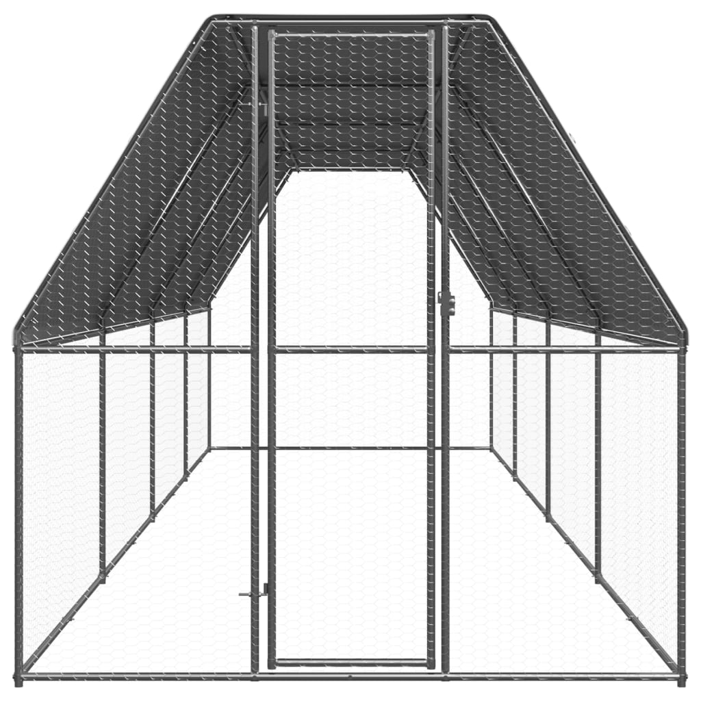 Vidaxl Poulet Coop 2x8x2 m galvaniséiert Stol