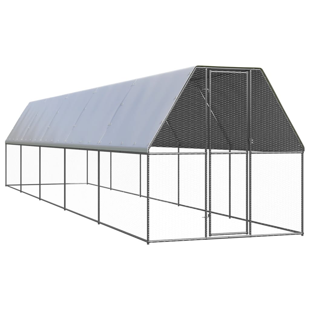 Vidaxl Poulet coop 2x10x2 m galvaniséiert Stol