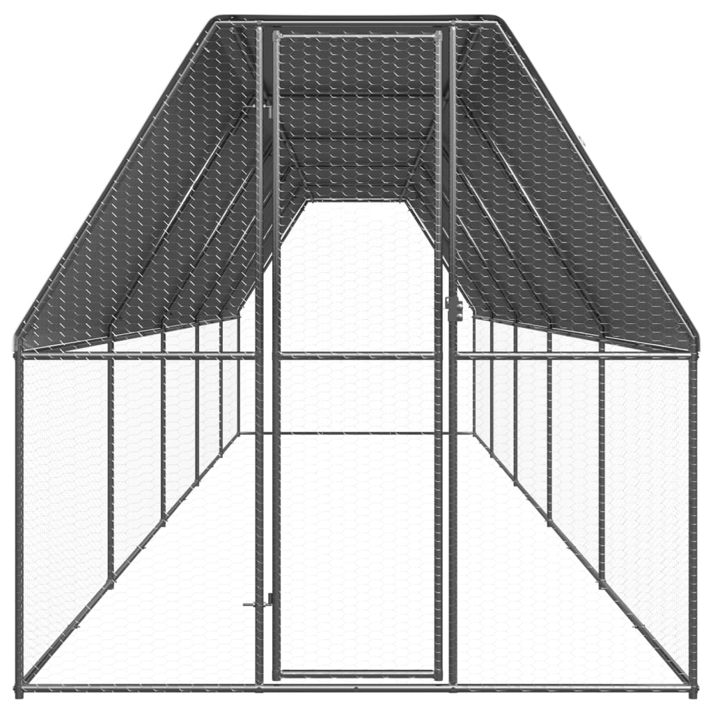 Vidaxl Poulet coop 2x10x2 m galvaniséiert Stol