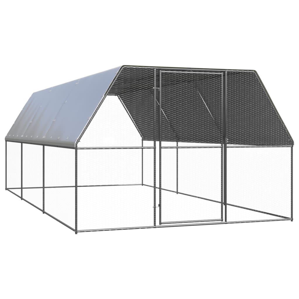 Vidaxl Poulet coop 3x6x2 m galvaniséiert Stol