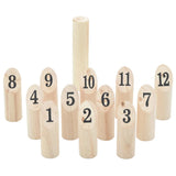 VIDAXL 13-Stück Nummerkubb-Spielset mit Carrier-Tasche Solid Pine