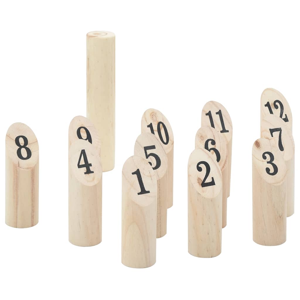 VIDAXL 13-Stück Nummerkubb-Spielset mit Carrier-Tasche Solid Pine