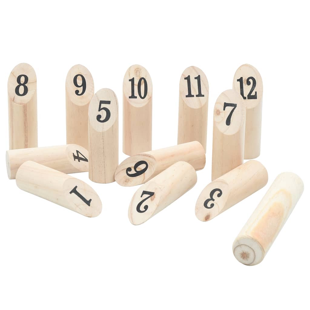 Vidaxl 13-piece Nummerkubb game set with carrier bag Solid pine