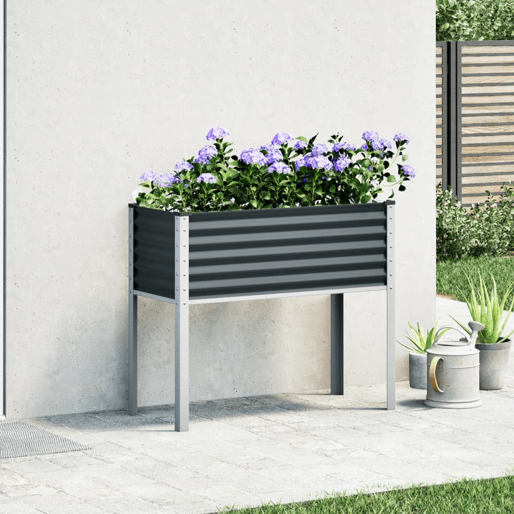 Vidaxl plantenbak 100x41x90 cm staal antracietkleurig