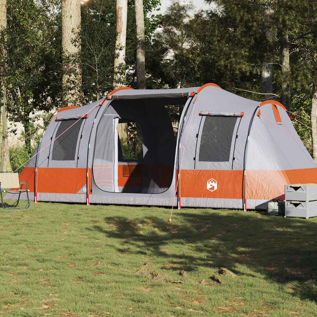 Vidaxl Tunnel Tenda di 4 persone impermeabile grigio e arancione