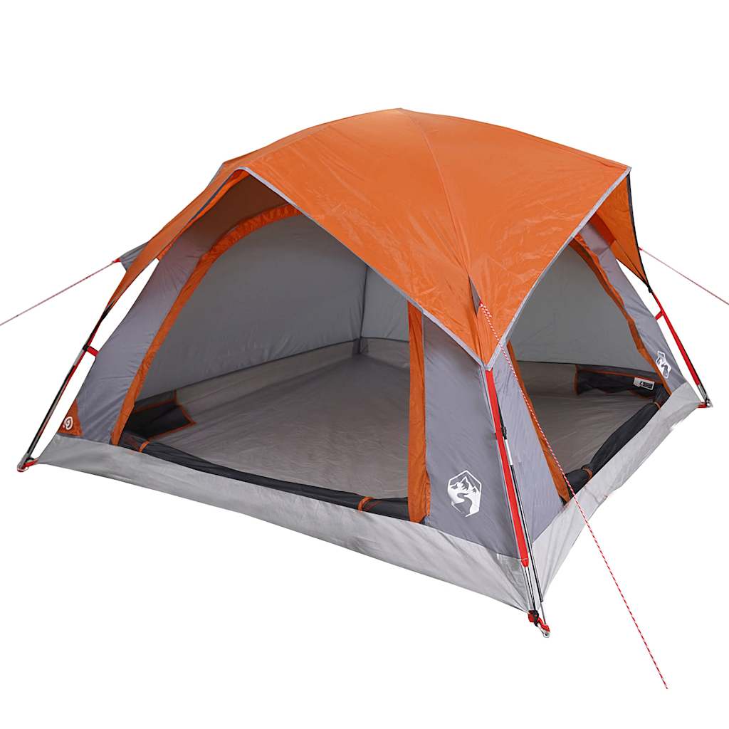 Vidaxl Tent à 4 personnes étanche gris et orange