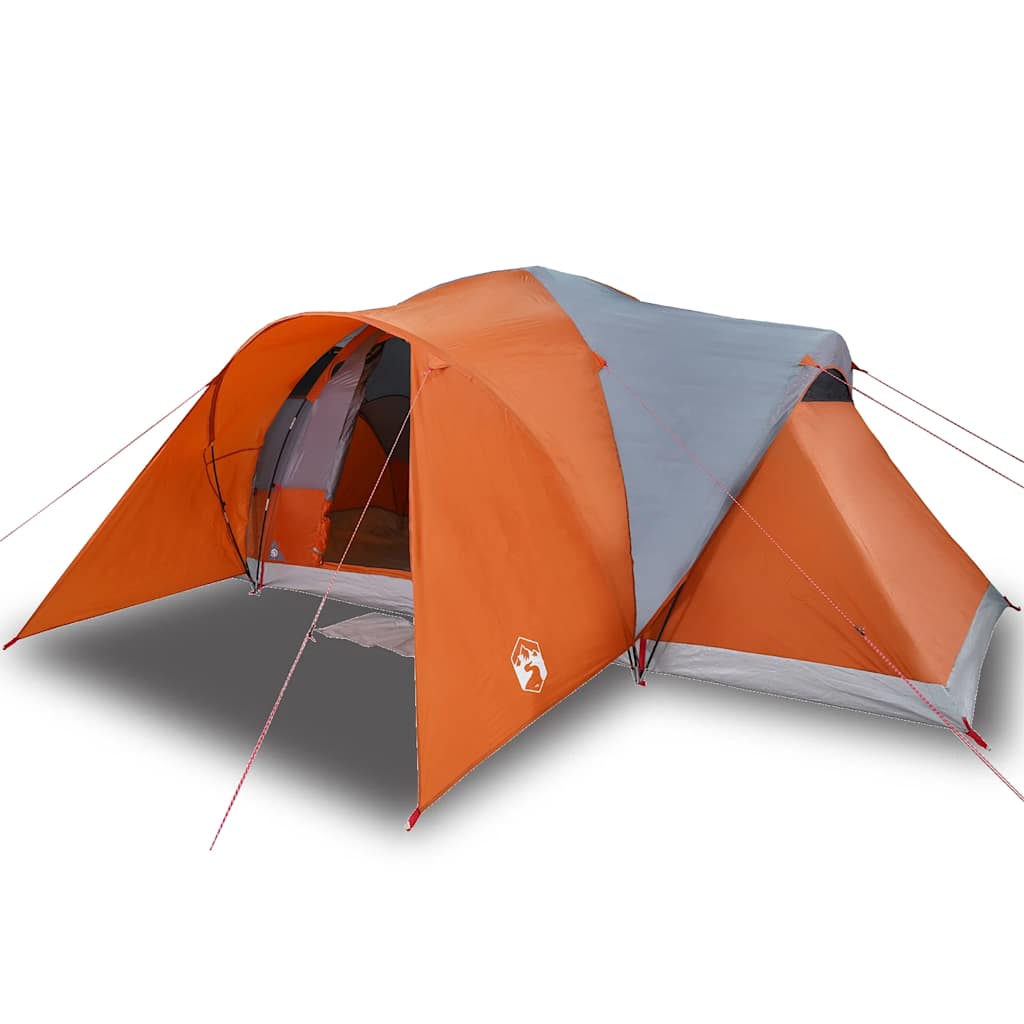 Vidaxl Dome Tent de 6 personas impermeables grises y naranja