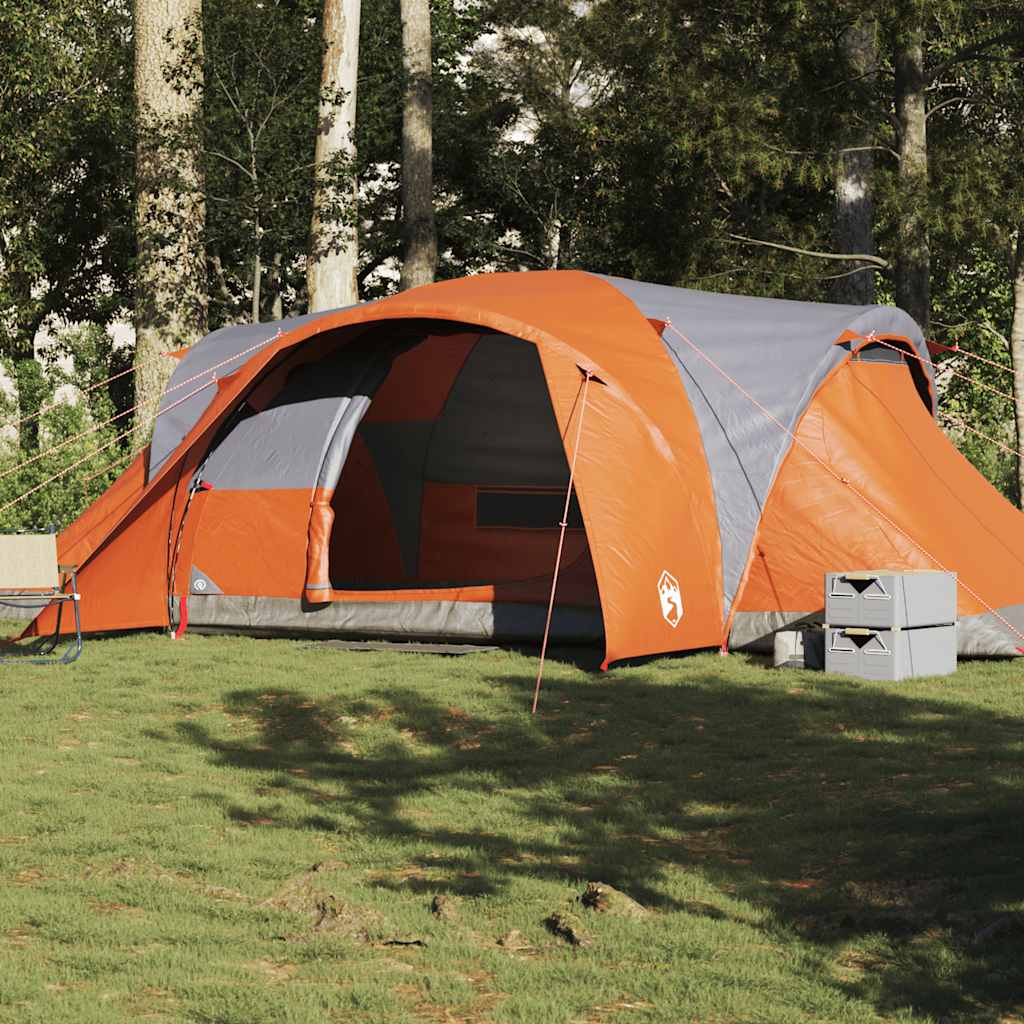 Vidaxl dome tente 6 personnes étanche gris et orange