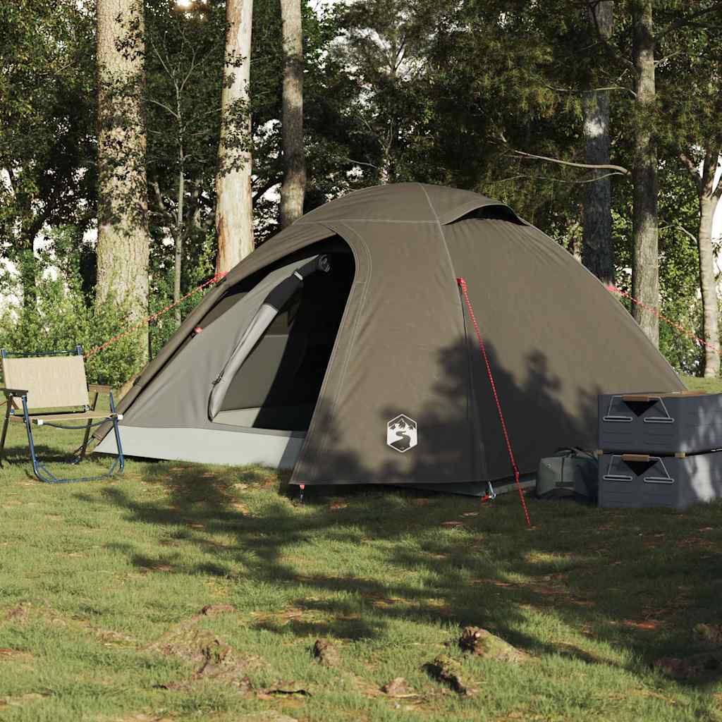 Vidaxl Dome Tenda 3 persone marrone impermeabile