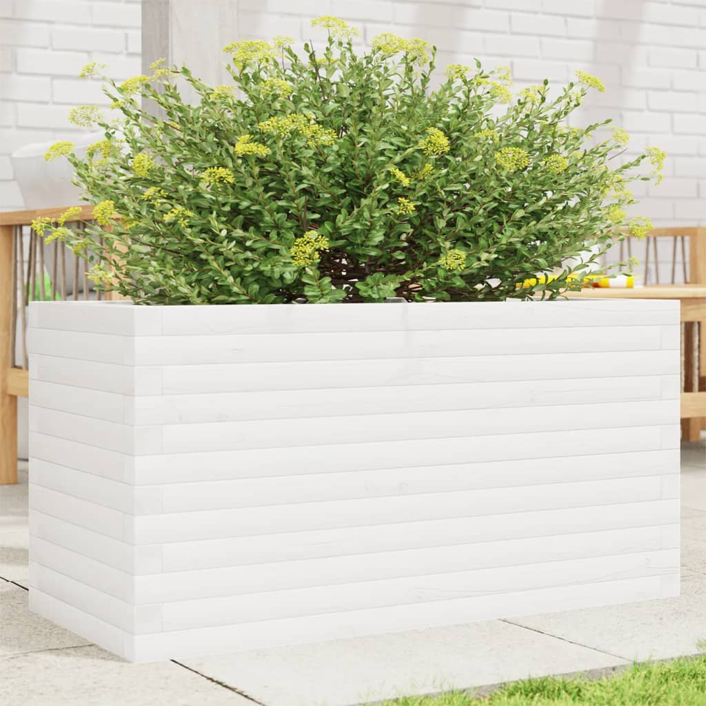 VidaXL Plantenbak 90x40x46 cm massief grenenhout wit