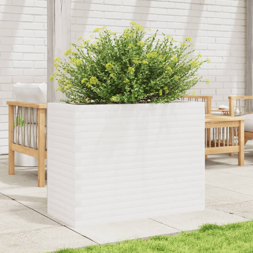 VidaXL Plantenbak 90x40x68,5 cm massief grenenhout wit