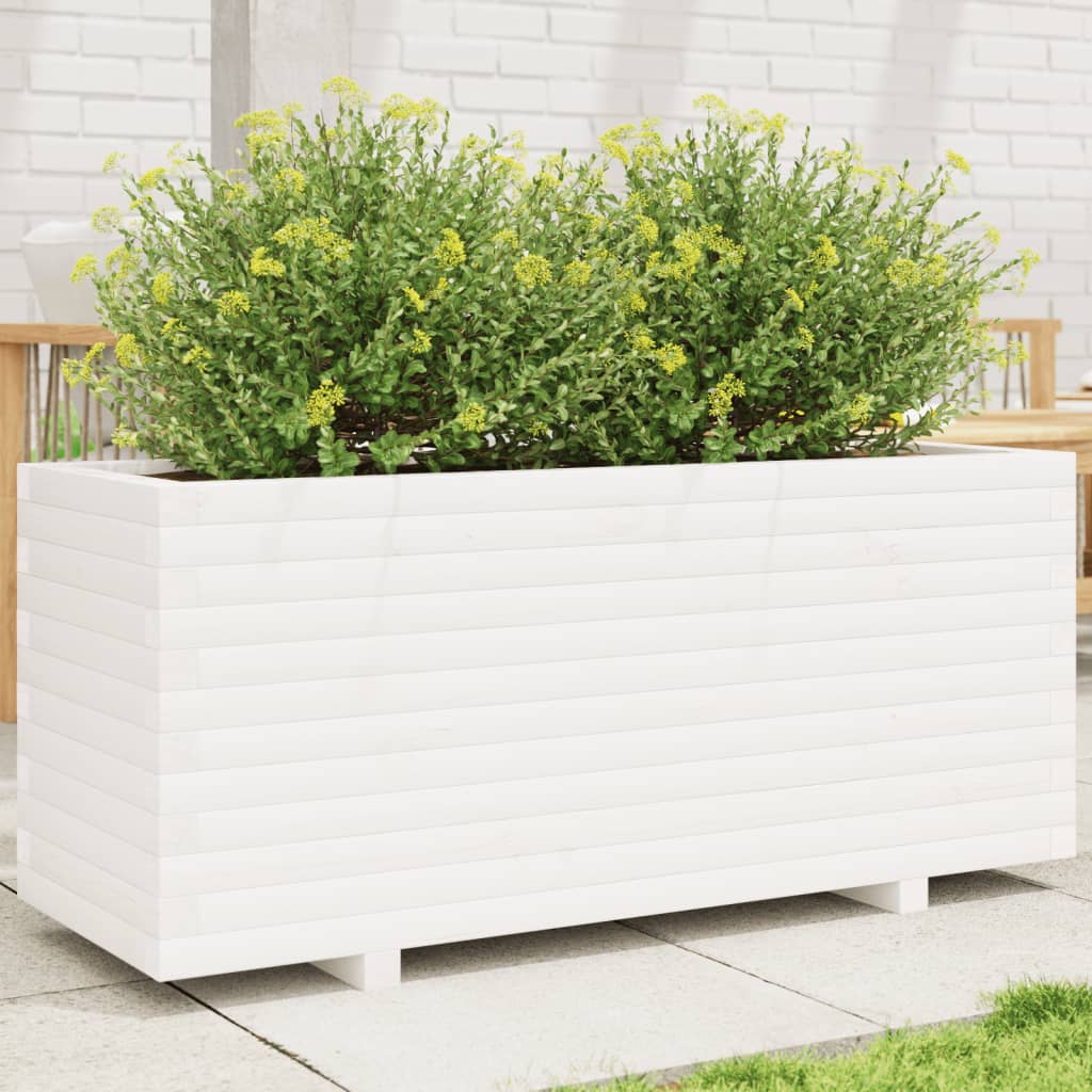 VidaXL Plantenbak 110x40x49,5 cm massief grenenhout wit