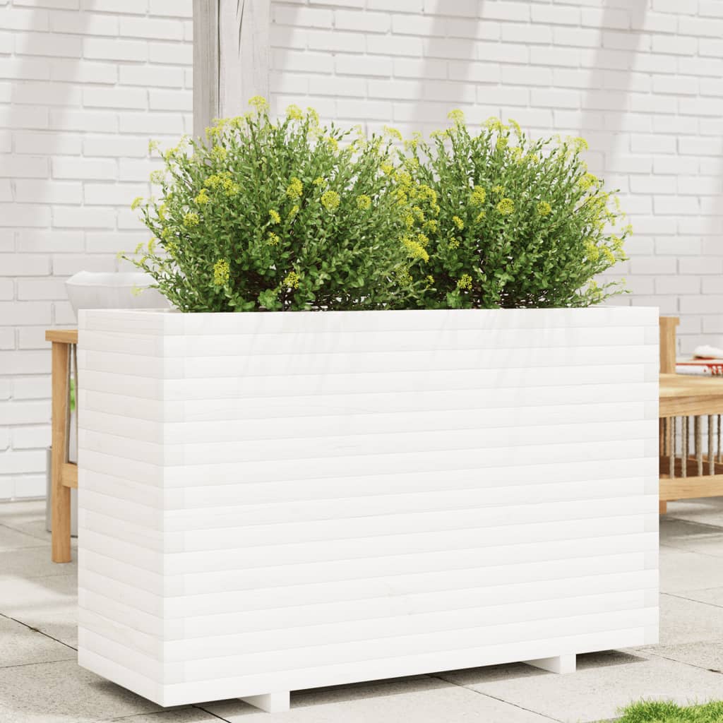 VidaXL Plantenbak 110x40x72,5 cm massief grenenhout wit