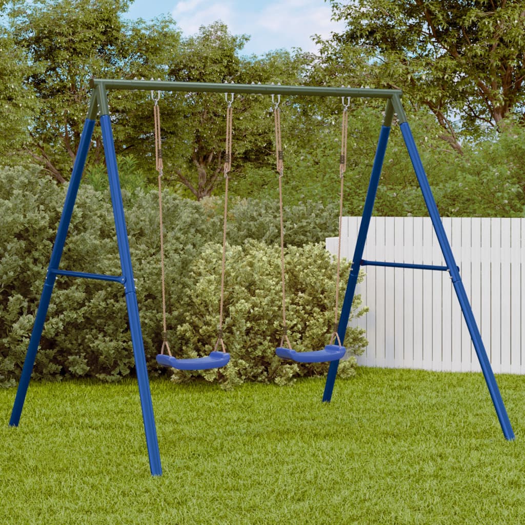 VidaXL Schommelframe voor buiten met 4 ophanghaken staal blauw