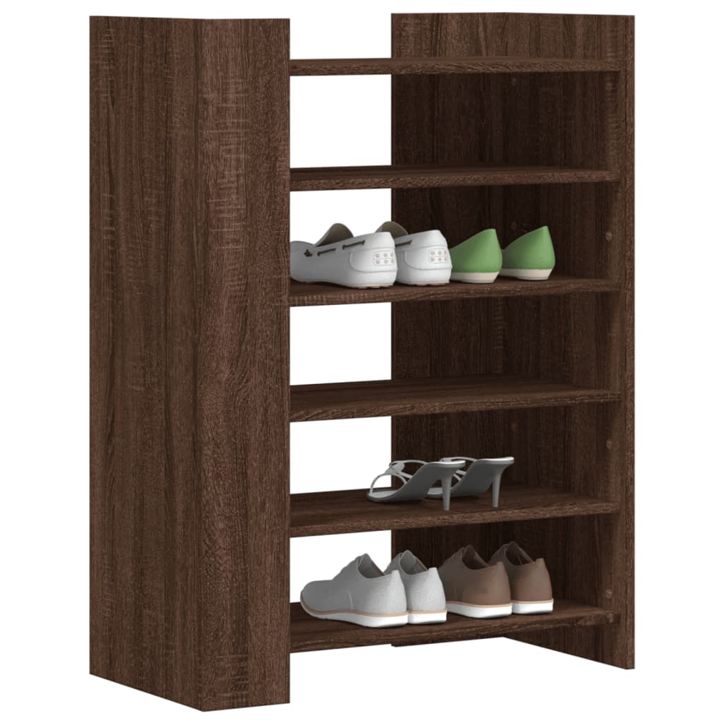 Vidaxl Shoe Cabinet 74.5x37.5x100 cm skåret træbrun eg -farvet