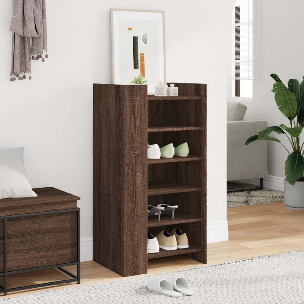 Vidaxl Cabinet da scarpe 52x37.5x100 cm Copriata in legno di quercia marrone colorato