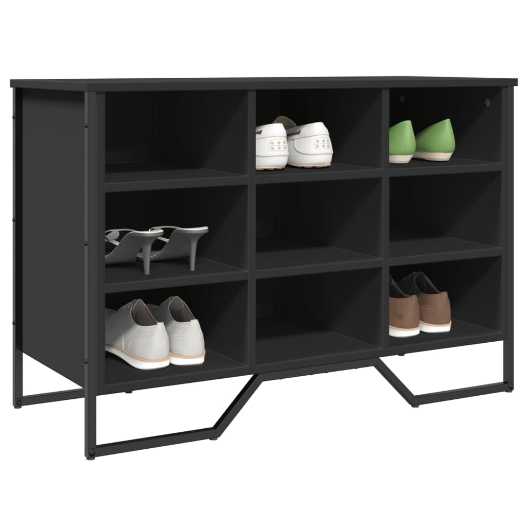 Gabinete de zapatos Vidaxl 90x38x61.5 cm de madera propiedad de negro