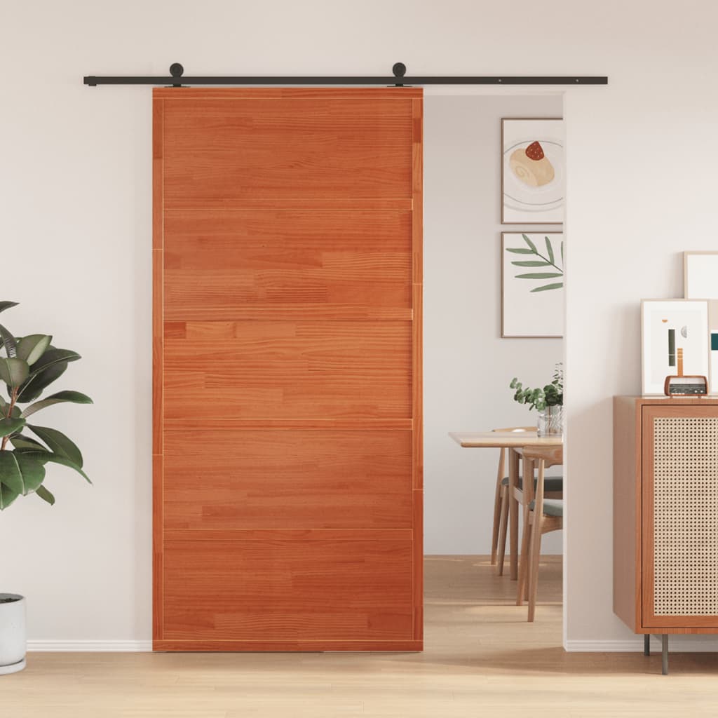 Vidaxl sliding door 100x208 cm Solid pine wash brown