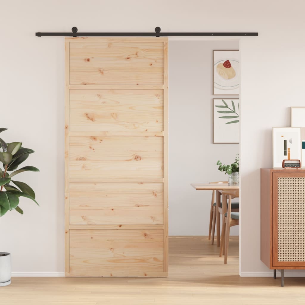 Puerta corredera Vidaxl 90x208 cm de pino sólido