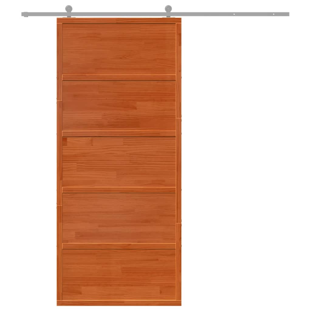 Puerta corredera de Vidaxl 90x208 cm de pino sólido marrón