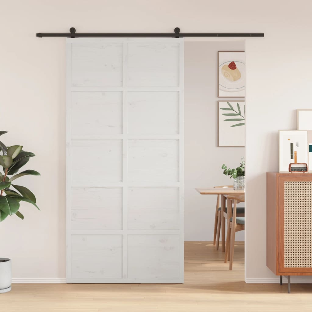 Vidaxl Porte coulissante 100x208 cm Pine solide blanc