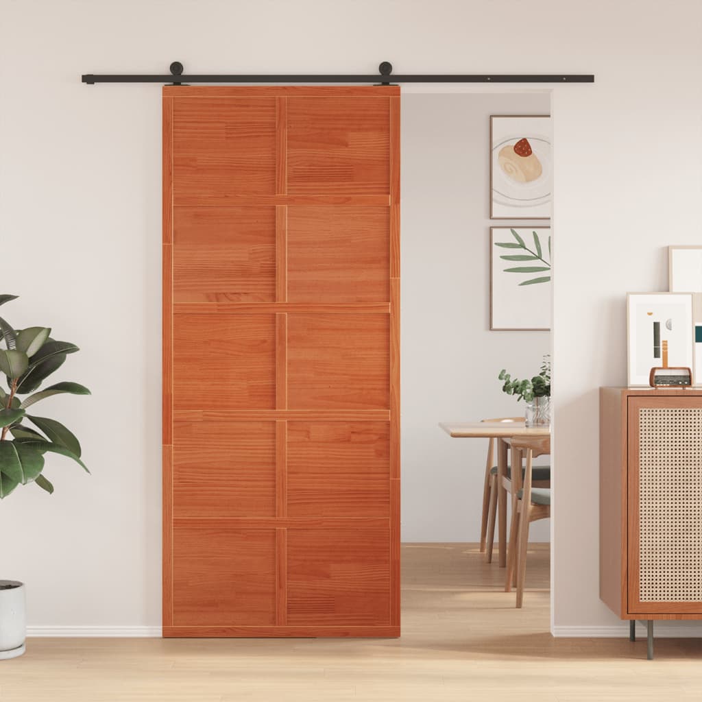 Vidaxl sliding door 90x208 cm solid pine wash brown