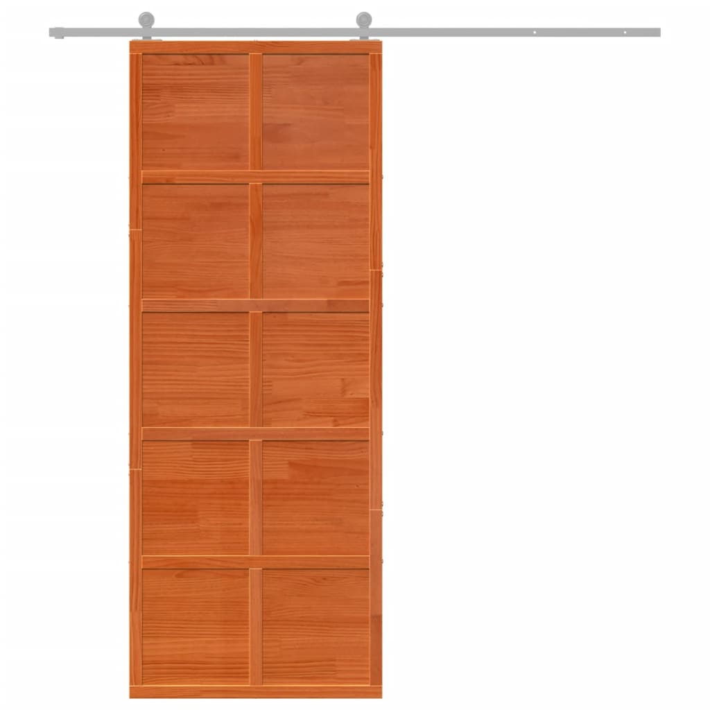 Puerta corredera de Vidaxl 80x208 cm de pino sólido marrón marrón